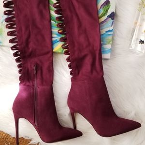 Aldo Bordeaux Knee High Stiletto Boot
